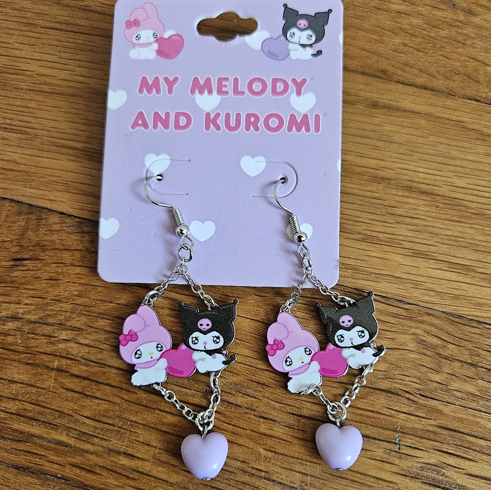 Sanrio My Melody & Kuromi Emo Kyun Statement Earrings - Picture 1 of 8